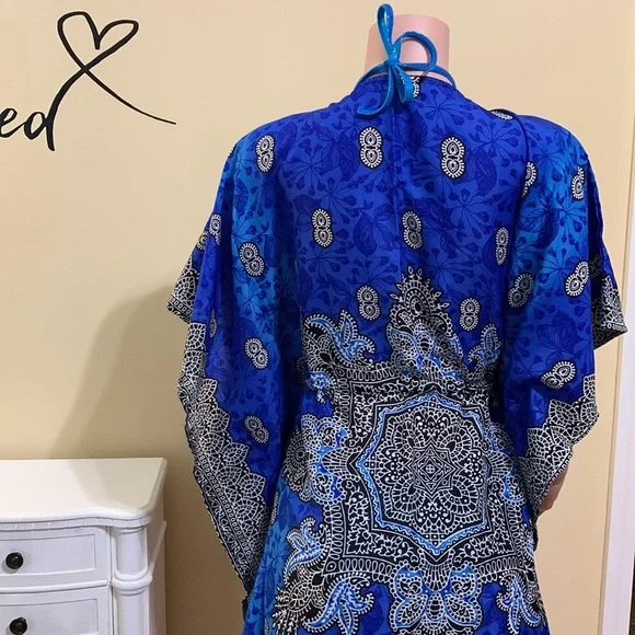 👙Swim Cover Up. V Neck Blue, Black, Cream,  & Turquoise Blue. - Picture 6 of 6